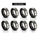 font options for inside engraving on black & silver battery symbol rings