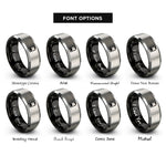 font options for inside engraving on black & silver battery symbol rings