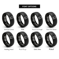 font options for inside engraving on black battery symbol rings