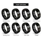 font options for inside engraving on black battery symbol rings