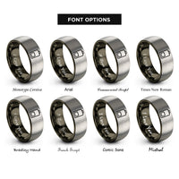 font options for inside engraving on gunmetal & silver battery symbol rings