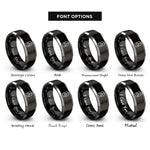 font options for inside engraving on black & silver battery warning icon rings