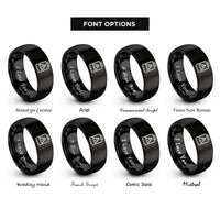 font options for inside engraving on black battery warning icon rings