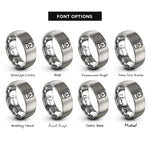 font options for inside engraving on silver battery warning icon rings
