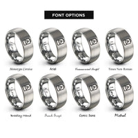 font options for inside engraving on silver battery warning icon rings