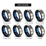 font options for inside engraving on black & blue & grey battle axe rings