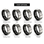 font options for inside engraving on black & silver battle axe rings