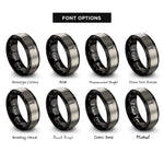 font options for inside engraving on black & silver bbq fork rings