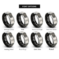 font options for inside engraving on black & silver bbq fork rings