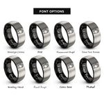 font options for inside engraving on black & grey bbq glove rings