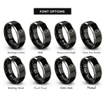 font options for inside engraving on black & gray bbq glove rings