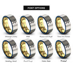 font options for inside engraving on gold & blue & grey bbq grill rings