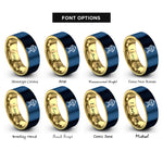 font options for inside engraving on gold & blue bbq grill rings