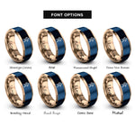 font options for inside engraving on rose gold & blue bbq grill rings