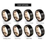 font options for inside engraving on black & rose gold bbq sauce bottle rings