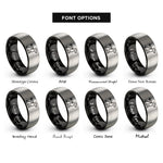 font options for inside engraving on black & silver bcn rings