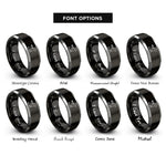 font options for inside engraving on black & silver bcn rings