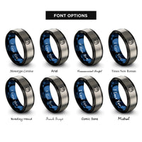font options for inside engraving on black & blue & grey beach ball rings