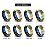 font options for inside engraving on gold & blue & silver beach ball rings