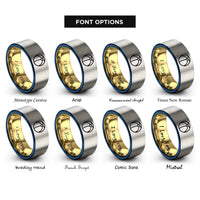 font options for inside engraving on gold & blue & grey beach ball rings