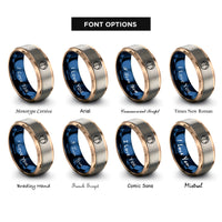 font options for inside engraving on rose gold & blue & grey beach ball rings