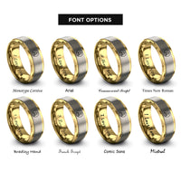 font options for inside engraving on gold & silver beach bonfire rings