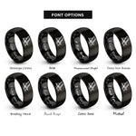 font options for inside engraving on black beach chair rings