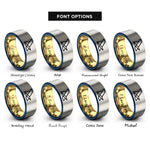 font options for inside engraving on gold & blue & gray beach chair rings