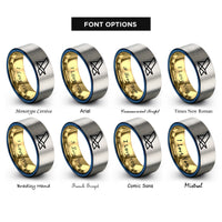 font options for inside engraving on gold & blue & gray beach chair rings