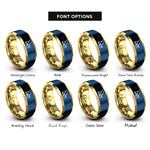 font options for inside engraving on gold & blue beach chair rings