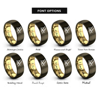 font options for inside engraving on gunmetal & gold beach chair rings