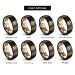 font options for inside engraving on gunmetal & rose gold beach chair rings