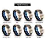 font options for inside engraving on rose gold & blue & grey beach chair rings