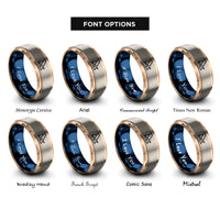 font options for inside engraving on rose gold & blue & grey beach chair rings