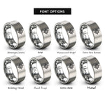 font options for inside engraving on silver beach compass rings