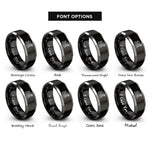 font options for inside engraving on black & grey beach house rings
