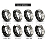 font options for inside engraving on black & gray beach house rings