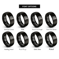 font options for inside engraving on black beach house rings