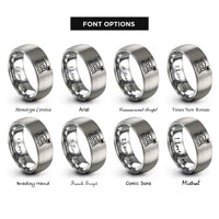 font options for inside engraving on grey beach house rings