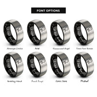 font options for inside engraving on black & grey beach tennis rings