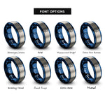 font options for inside engraving on blue & grey beach tennis rings