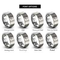 font options for inside engraving on silver beach tennis rings