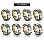 font options for inside engraving on gold & blue & silver beach umbrella rings