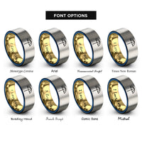 font options for inside engraving on gold & blue & silver beach umbrella rings