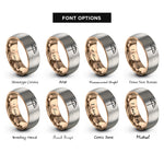 font options for inside engraving on rose gold & silver beach umbrella rings