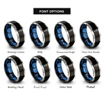 font options for inside engraving on black & blue & gray beacon rays rings