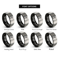 font options for inside engraving on black & silver beacon tower rings