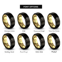 font options for inside engraving on black & gold beagle rings