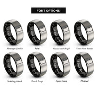font options for inside engraving on black & gray beaker rings