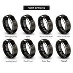 font options for inside engraving on black & gray beaker rings